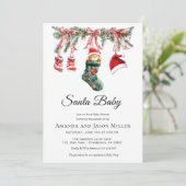 Clothesline Santa Baby Winter Shower Save The Date (Stehend Vorderseite)