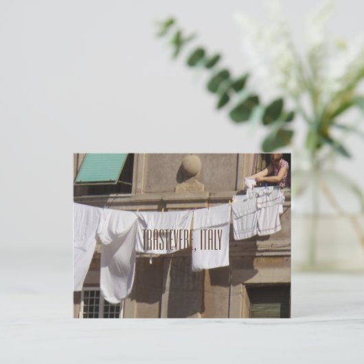 Clothesline, Trastevere, Italien Postkarte (Stehend Vorderseite)