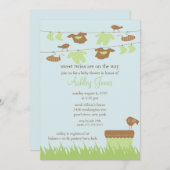 Clothesline Twins Gender Neutral Baby Dusche Einladung (Vorne/Hinten)