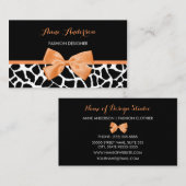 Clothier Girly Giraffe Print Orange Ribbon Bow Visitenkarte (Vorne/Hinten)