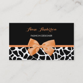 Clothier Girly Giraffe Print Orange Ribbon Bow Visitenkarte