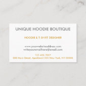 Clothing Apparel Sweatshirt Custom Hoodies Visitenkarte (Rückseite)