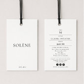 Clothing Hang Tag with Price, Size, Style & Social