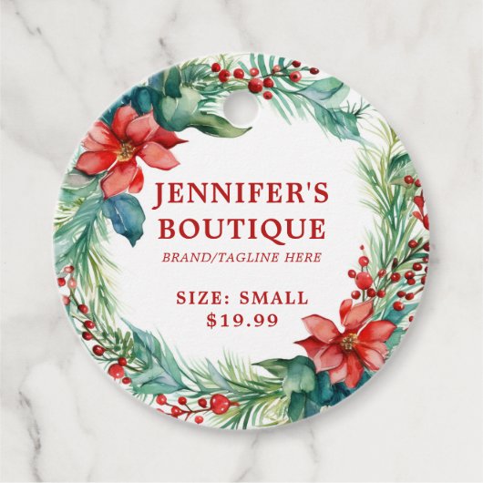Clothing Tags Small Business Christmas Floral Geschenkanhänger (Vorderseite)