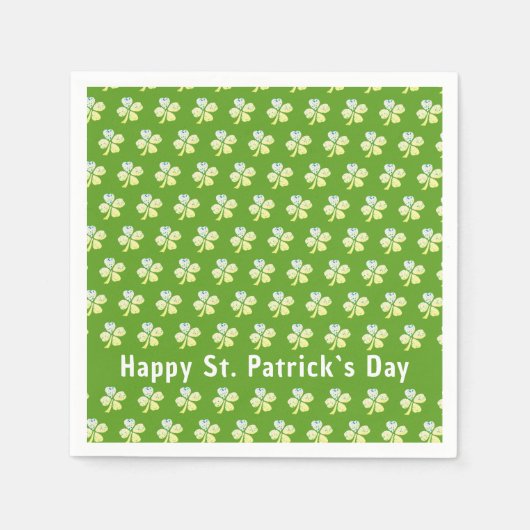 Clou Kleeblatt Green Pattern Patrick's Day Party Serviette (Vorderseite)