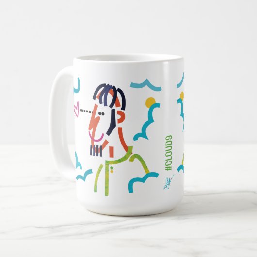 Cloud 9 Abstrakt Moderne Kunst Illustration Tasse (Vorderseite Links)