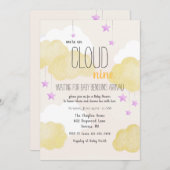 Cloud 9 Baby Dusche Einladung in Gold (Vorne/Hinten)