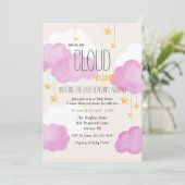 Cloud 9 Baby Dusche Einladung in Rosa (Stehend Vorderseite)