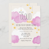Cloud 9 Baby Dusche Einladung in Rosa (Vorne/Hinten)