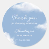 Cloud 9 Baby Dusche Vielen Dank Runder Aufkleber (Vorderseite)