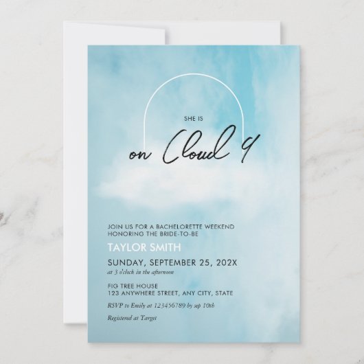 Cloud 9 Bachelorette Weekend Einladung (Vorderseite)