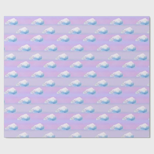Cloud 9 Bewölkt Lila und Blau Geschenkpapier (Flach)