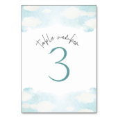 Cloud 9 - Blau-Weiß-Brautparty 3 Tischnummer (Rückseite)
