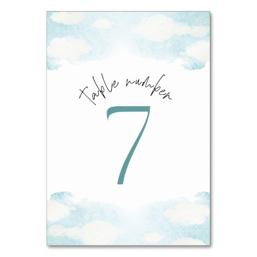Cloud 9 - Blau-Weiß-Brautparty 7 Tischnummer (Rückseite)