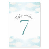 Cloud 9 - Blau-Weiß-Brautparty 7 Tischnummer (Vorderseite)