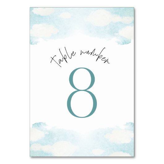 Cloud 9 - Blau-Weiß-Brautparty 8 Tischnummer (Rückseite)