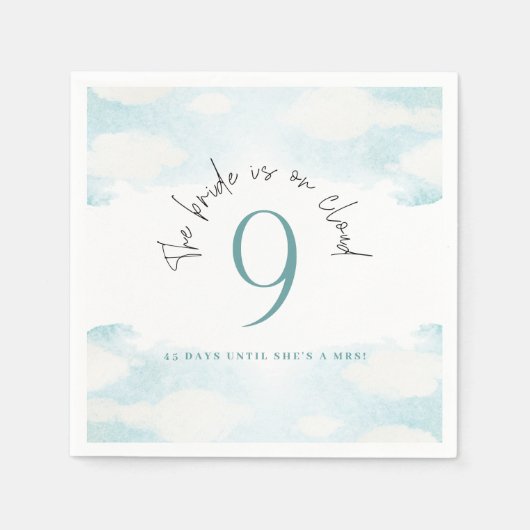 Cloud 9 Blau-Weiß-Brautparty Serviette (Vorderseite)