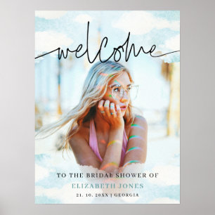 Cloud 9 - Blau-Weiß-Brautparty - Willkommen Foto Poster