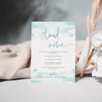 Cloud 9 Blue and White Bridal Dusche Einladung