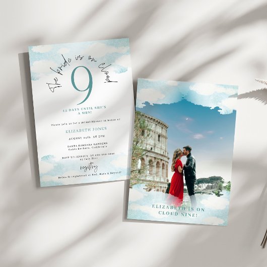 Cloud 9 Blue and White Bridal Dusche Einladung