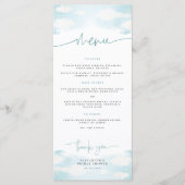 Cloud 9 Blue and White Dreamy Brautparty Menükarte (Vorderseite)