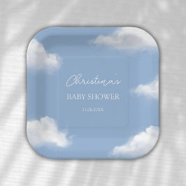 Cloud 9 Blue Baby Dusche Personalisiert Pappteller