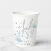 Cloud 9 Blue Clouds & Gold Stars Boy Baby Dusche Pappbecher (Vorderseite)