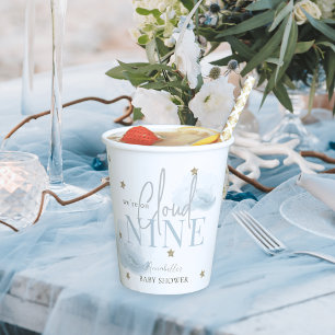 Cloud 9 Blue Clouds & Gold Stars Boy Baby Dusche Pappbecher