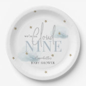 Cloud 9 Blue Clouds & Gold Stars Boy Baby Dusche Pappteller (Vorderseite)