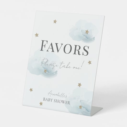 Cloud 9 Blue Clouds & Stars Boy Baby Duschfavorite Sockelschild (Vorderseite)