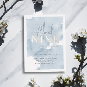 Cloud 9 Blue Sky Watercolor Boy Baby Dusche Folieneinladung