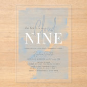 Cloud 9 Blue Sky Watercolor-Brautparty Acryleinladungen (Vorderseite)