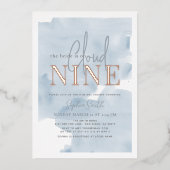Cloud 9 Blue Sky Watercolor-Brautparty Folieneinladung (Vorderseite)