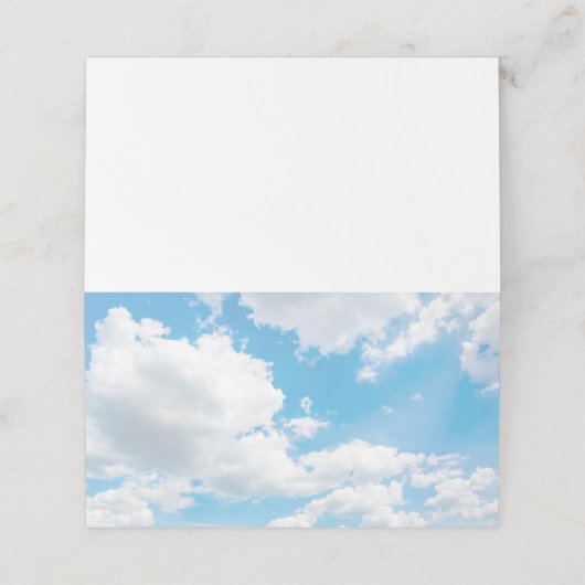 Cloud 9 Blue Wedding Platzkarte (Außenseite Aufgefaltet)