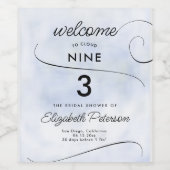 Cloud 9 Blue Wirbel Brautparty Tischnummer Weinetikett (Einzelnes Label)