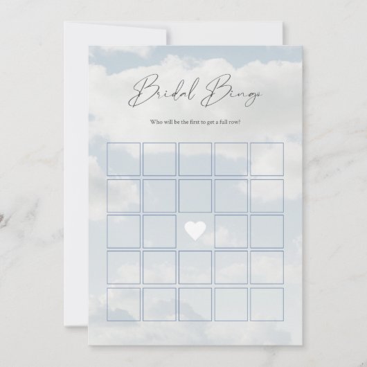 Cloud 9 Brautparty Bingo Game Cards Einladung (Vorderseite)