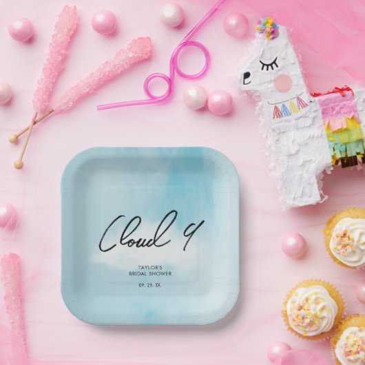 Cloud 9 Brautparty Thema Minimalistische Dekoratio Pappteller (Party)