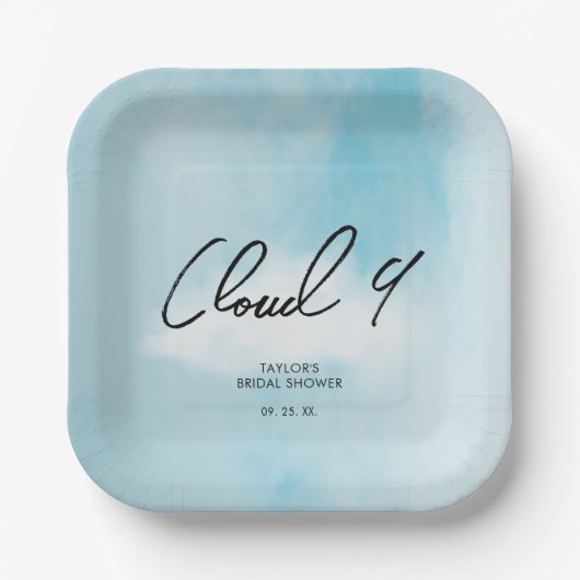 Cloud 9 Brautparty Thema Minimalistische Dekoratio Pappteller (Vorderseite)