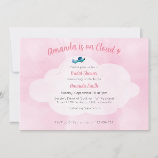 Cloud 9 Bridal Dusche Einladung (Vorderseite)