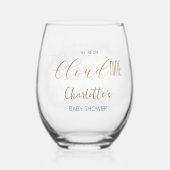Cloud 9 Celestial Blue Baby Shower Weinglas Ohne Stiel (Rückseite)