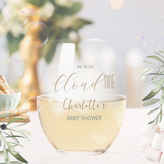 Cloud 9 Celestial Blue Baby Shower Weinglas Ohne Stiel