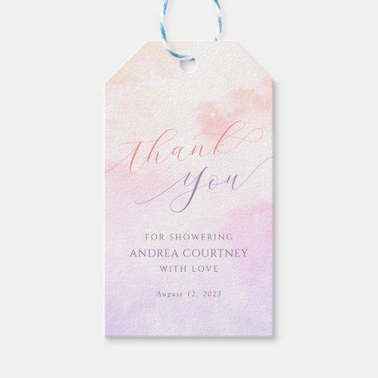 Cloud 9 Dreamy Pastel Pink Brautparty Vielen Dank Geschenkanhänger (Vorderseite)
