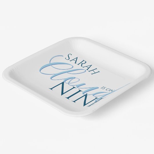 Cloud 9 einfaches modernes Skript-Brautparty Pappteller (Gewinkelt)