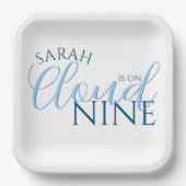 Cloud 9 einfaches modernes Skript-Brautparty Pappteller (Vorderseite)