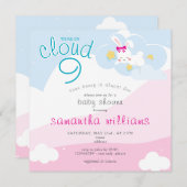 Cloud 9 etwas Bunny Pink Spring Girl Baby Dusche Einladung (Vorne/Hinten)