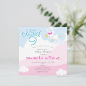 Cloud 9 etwas Bunny Pink Spring Girl Baby Dusche Einladung (Stehend Vorderseite)