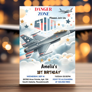 Cloud 9 Fly Cute Sky Joy Flugzeug 1. Geburtstag Einladung