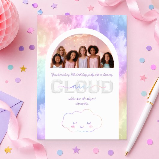 Cloud 9. Geburtstag Dankeschön Karte - Pastel Sk