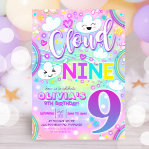 Cloud 9 Geburtstag Einladung Regenbogennebel