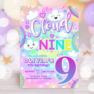 Cloud 9 Geburtstag Einladung Regenbogennebel